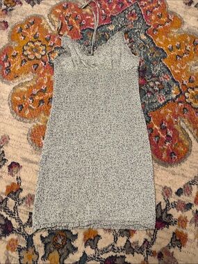 Hazel Boutique Smocked Spaghetti Strap Mini Dress in Light Blue Speckle